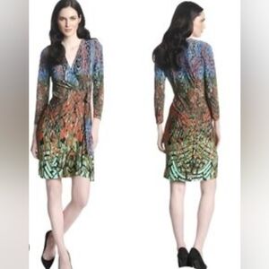 BCBGMaxAzria Colorful Long Sleeve Wrap Dress